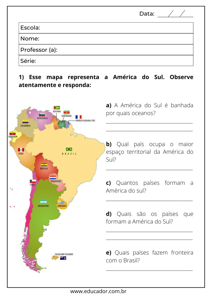 greografia series 1 a 5 4 - Atividades de Geografia para o 5º ano em PDF para imprimir