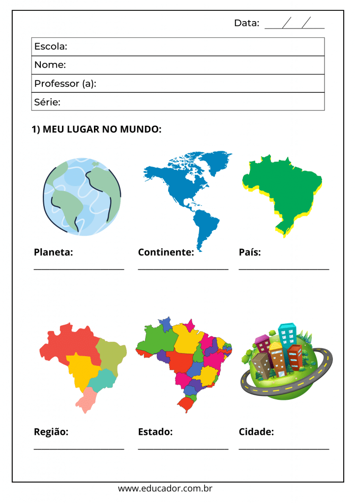 greografia series 1 a 5 6 - Atividades de Geografia para o 5º ano em PDF para imprimir